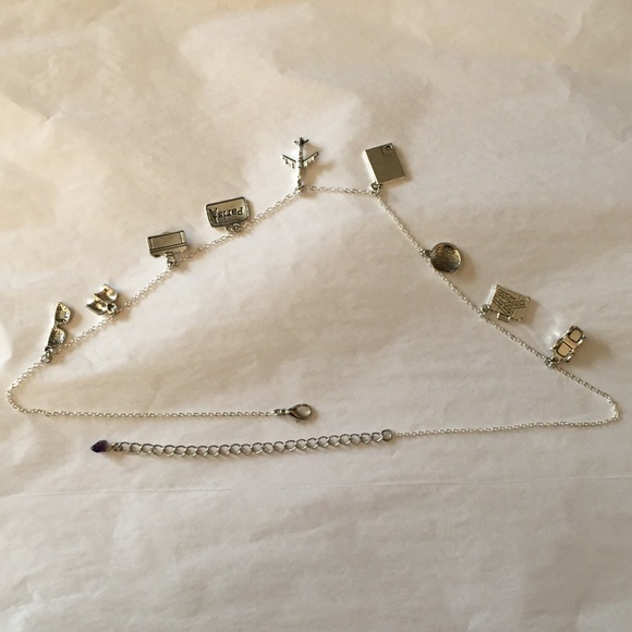 “World Traveler" Handmade Silver Travel Charm Necklace, Suitcase, Plane, Globe - Picture 10 of 13